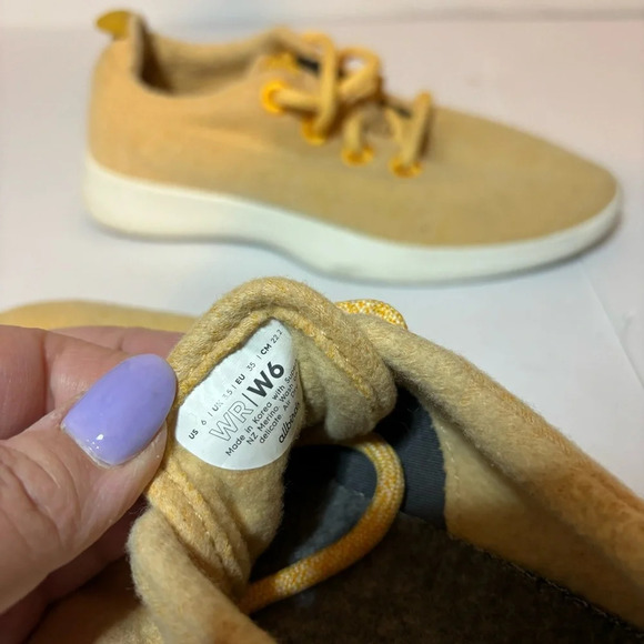 Allbirds Wool Runners WR Womens Sz 6 Shoes Yellow Wool Everyday Casual Sneakers - Picture 9 of 9